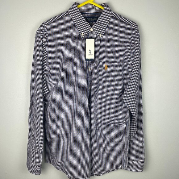 U.S. Polo Ass. Blue/Maroon Men's LS Button up size M - Picture 1 of 9